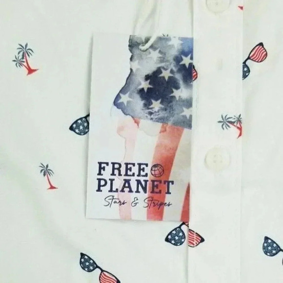 Free Planet Small Men's Stars and Stripes Sun Glasses Palm Trees White Logo Tag - Picture 5 of 10